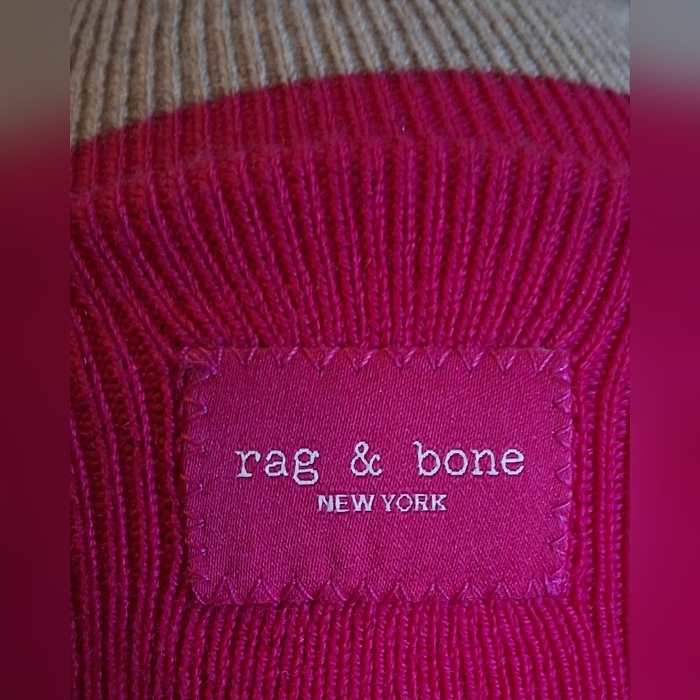 EUC Rag & Bone Addison Pink & Grey 2 Tone Merino Wool Casual Preppy Beanie Hat - Picture 6 of 7